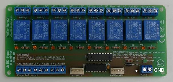 7. PoExtBusRe Overview: PoExtBusRe allows expanding the number of outputs of the PoExtBus master devices with 8 channel electromechanical relay extension.