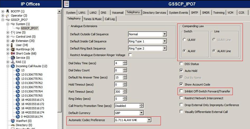 5.3. System Telephony Settings Navigate to the Telephony Telephony Tab on the Details Pane. Set the Automatic Codec Preference for the default codec to be used for intra-enterprise traffic.