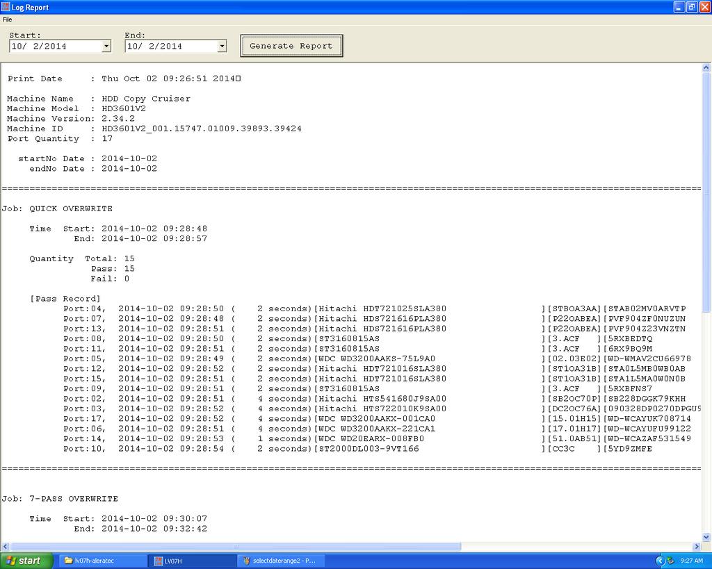 Using the Aleratec HDD Duplicator Logging Software Generating Reports 1.