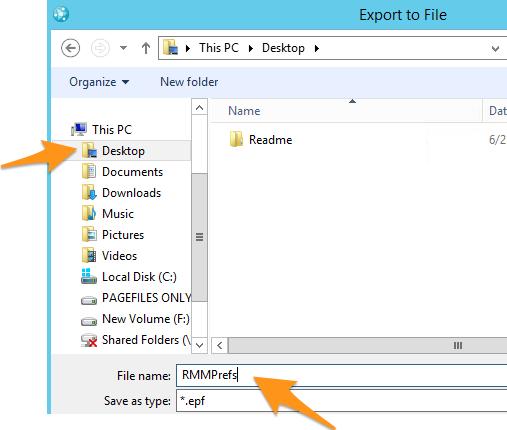In the File name field, type RMMPrefs as shown