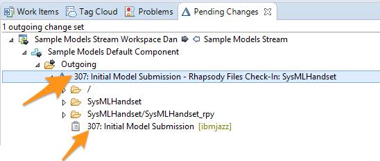 Rhapsody Model Manager Tech Jam j. Click OK k. Note that the change set now refers to the new work item (the actual ID of the work item may differ from the screenshot): 2.