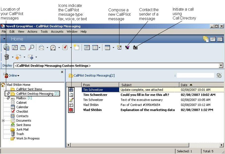 Using Desktop Messaging for Novell GroupWise Remote login You can log on to your mailbox from any computer with CallPilot installed and configured in the same way as your office computer.