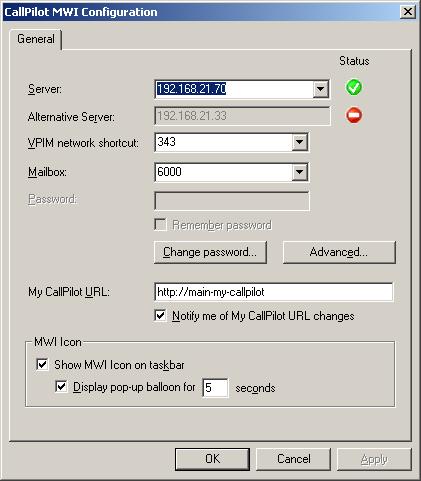 Using Desktop Messaging for Novell GroupWise Note: The first four boxes (Server, Alternative Server, VPIM network shortcut, and Mailbox) are for information only and they appear dimmed; if you want