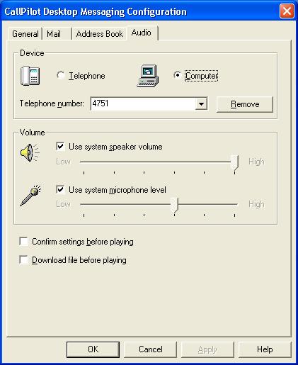 Using Desktop Messaging for Novell GroupWise 3. In the Device section, click Telephone if you want to play and record your voice messages from your telephone.