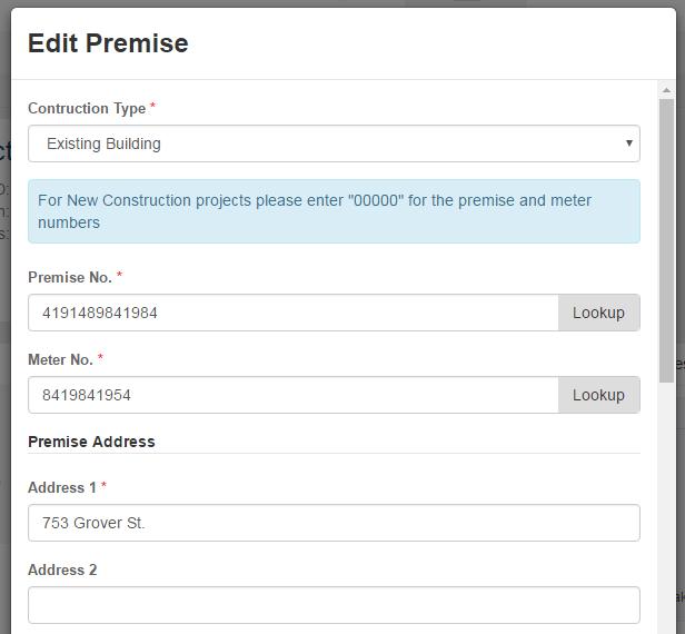 5. Select Edit a. Edit Premise modal will appear 6.