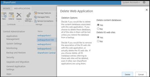 TECHNICAL NOTES Recovering a SharePoint farm with RBS Metalogix deployed and externalized BLOB store Delete the web application that the content database CD1_100 associates to.