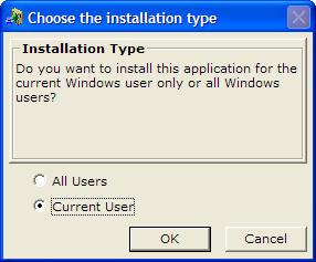 6. Click OK to select the Current User. 7. The software must be installed to C:\mobileclient.