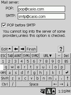 This displays another screen for configuring your mail account setup. Input POP3 and SMTP server names supplied by your provider.
