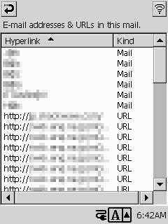 To list the hyperlinks in a received mail message 1. On the message browser screen of the message whose hyperlinks you want to list, tap Edit L Hyperlinks.