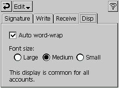 Disp Tab (A) (B) (A) Checking this option causes word wrapping of text inside the body text field of the message browser screen.