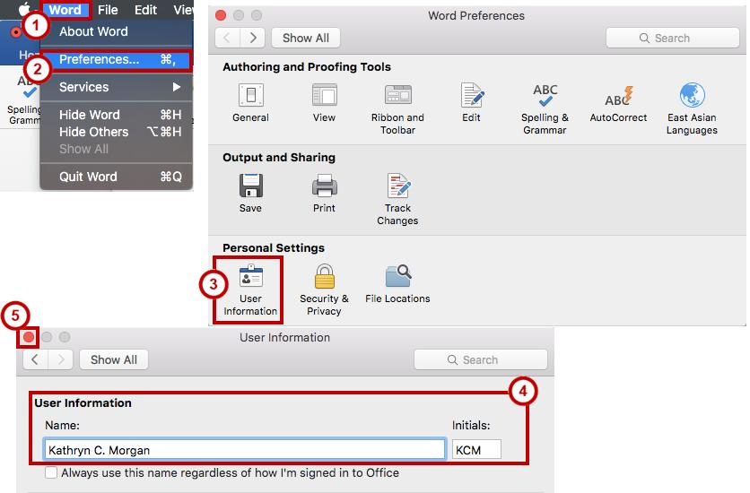 Personalize Your Copy of Word By personalizing your copy of Word, changes made to the document will show your User name and make it easier for others to identify your revisions when multiple