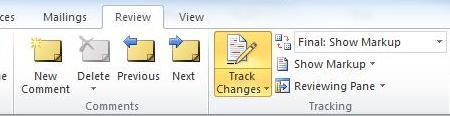 Word 2010 - Track Changes The Track Changes features of Word 2010 allow you to keep a record of formatting changes, text insertions and deletions, and comments made by multiple editors.