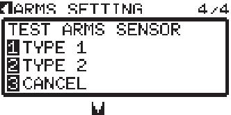 5 the POSITION ( ) key. ARMS setting screen (4/4) is displayed. 6 the [4] key (TEST ARMS SENSOR). TESTARMS SENSORscreen is displayed.