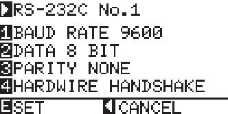 18 the [MENU] key. It will return to the default screen. Connecting with RS-232C 4 different settings for RS-232C can be set to 1-4, and any can be called out arbitrarily.