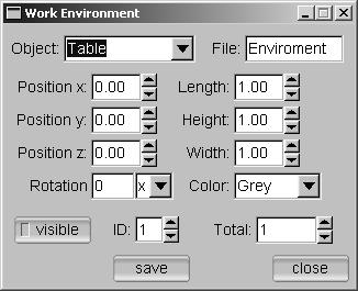 Figure 22: The Set Work Environment dialog 2.8.2 Load Work Environment: Loading a work environment To load the work environment of a robot, select Load Work Environment from the Environment menu (Fig.