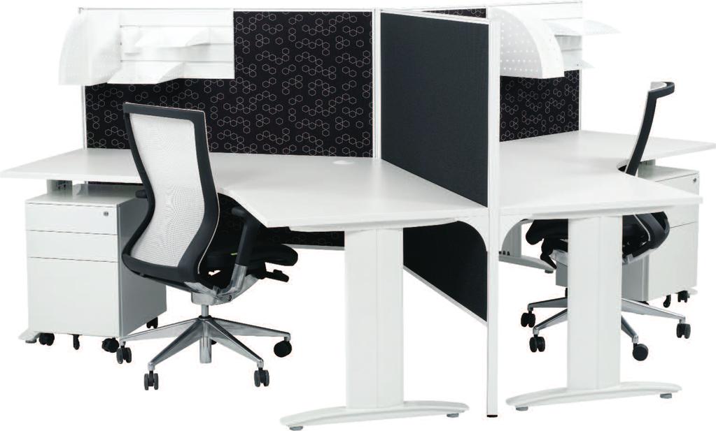 120 Workstations C30 Floor Based Screens with AirGap and XR4 T Legs 3 Person 120 Corner Workstation Cluster Floor Based Screens with 400mm Air Gap,