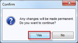 permanent. Click Yes to continue.