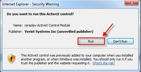 5. When the Security Warning is displayed, click on the Run button. 6.