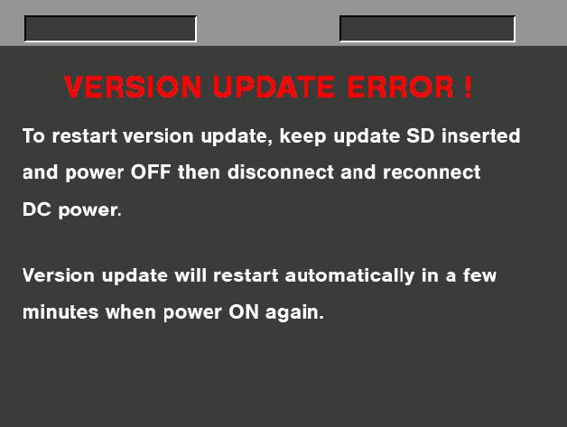 NOTE: If the update is not successful, an error message will appear as follows.