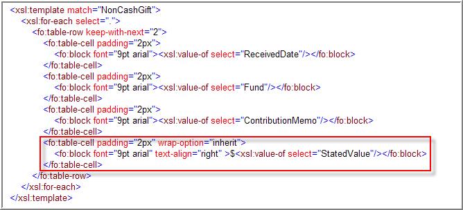 Search fr the NnCashGift blck. 3. Remve the three lines referenced abve beginning with <f:table-cell and ending with </f:tablecell>. 4.