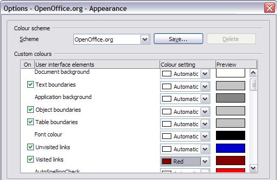 Figure 14: Showing or hiding text, object, and table boundaries Choosing options for loading and saving documents You can set