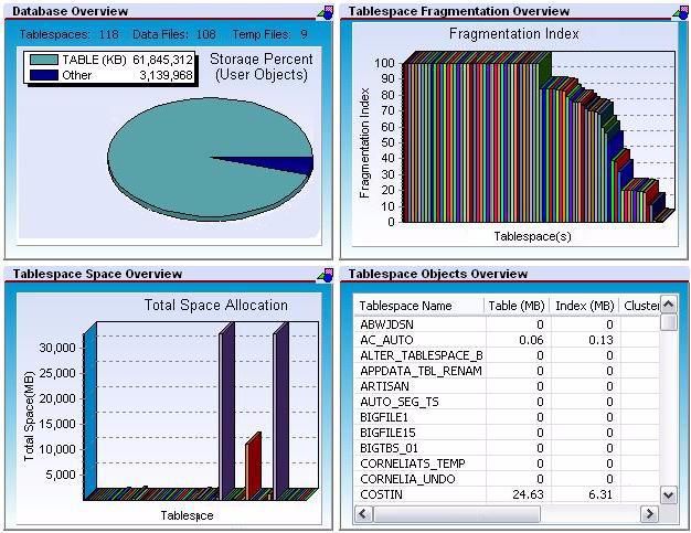 ADVANCED SPACE MANAGEMENT (ORACLE AND SQL SERVER ONLY) For advanced space analysis and management, DBArtisan s optional Space Analyst component contains sophisticated diagnostics to help you pinpoint