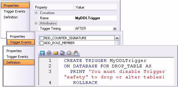 NEW FEATURES DDL Triggers DBArtisan now provides support for SQL Server DDL Triggers. These triggers fire in response to DDL events.