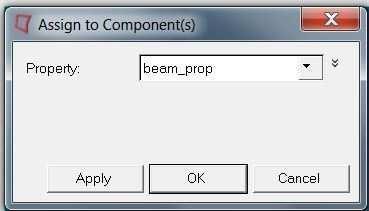 In the model tab, expand components. Right click auto1 and rename it to Beam. 10. Right click Beam and select Assign. Under Property, select beam_prop.