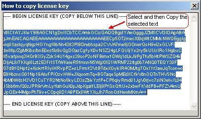 CHAPTER 2 Getting Started Image 2 - How to copy license key screen Request License Key: Select Help ->