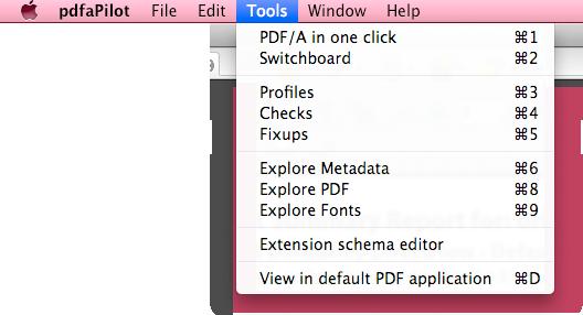.. / About pdfapilot View in default PDF application (Standalone only) See "The Switchboard" See "The Power Tools" See "The Power Tools" See "The Power Tools" Allows organizing pages of one or