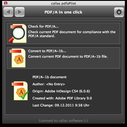 Analysis and Conversion Validating and creating PDF/A files is quite easy with pdfapilot if you open the "PDF/A in one click" dialog this is exactly it: Convert to or validate for