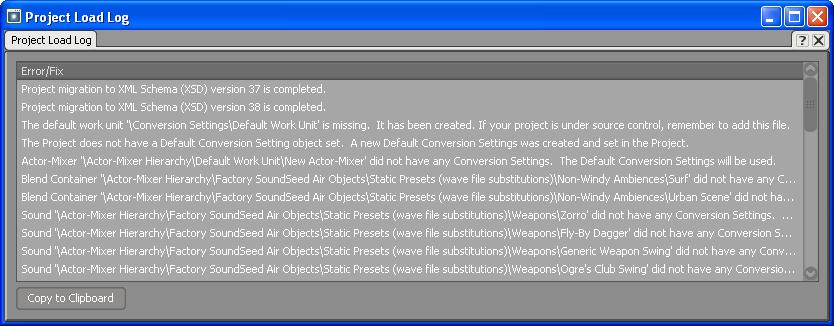 Upgrading Your Wwise Game Projects cache folder. When the project cache is deleted, the following message box is displayed. 5. Click OK.