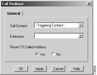 Call Contact Steps Script Step Reference Information Figure 71 Call Contact Palette Steps Call Redirect Use the Call Redirect step to redirect a call to another extension.