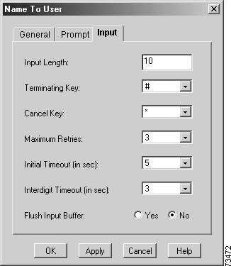 Script Step Reference Information Media Steps Input Use the Input tab, as shown in Figure 89, to configure various input properties for the Name To User step.