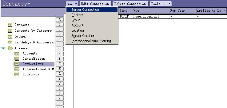 Navigate to New > Server Connection. Figure 5: Selecting Server Connection.