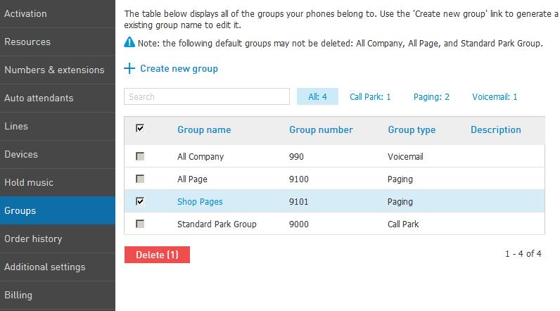 Note: A phone may only be a member of one Call Park group.