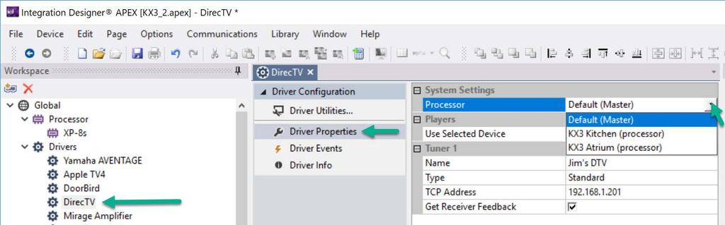 Properties, and under the system settings, select the KX3 expansion device you wish to run the driver.