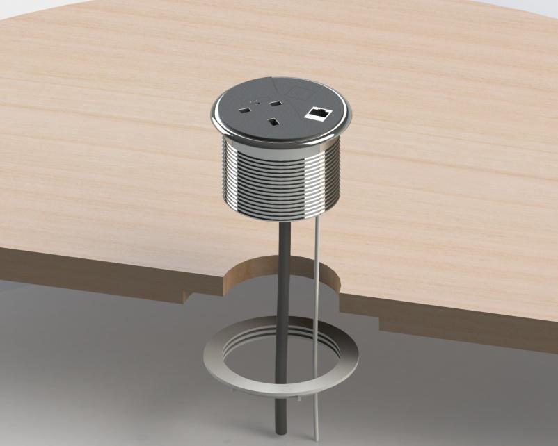 CABLE MANAGED PILLAR BASE TABLE - ACCESSORIES POWER /DATA MODULE CODE PRICE EACH 90U001G 'PortHole' is an easy fit through-desk power and data module that