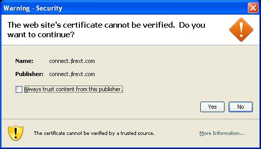 3.0 First Time Dealers The first time a dealer connects to the SSL VPN they will go through the following process; authenticate, verify the certificate and allow the Java applet to be installed.