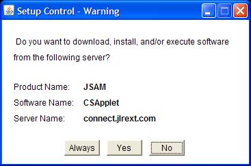 3.3 Install JSAM Java Session Manager After the successful authentication and trusting the publisher, dealers will be prompted with the screen below.