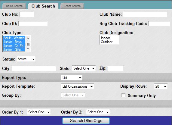The Club Management area will allow you to navigate to various areas of each club in your region.