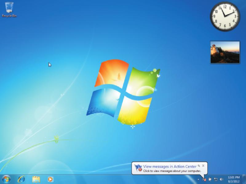 Recycle Bin icon; your desktop might contain additional icons FIGURE -1: desktop Gadgets Pointer Windows desktop; your background might differ Taskbar Start button Using and changing a password You