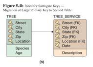 Example: Surrogate Keys Representing are expressed by placing the primary key of one table into a second table The new column in the second table is referred to as a foreign key Three principles of