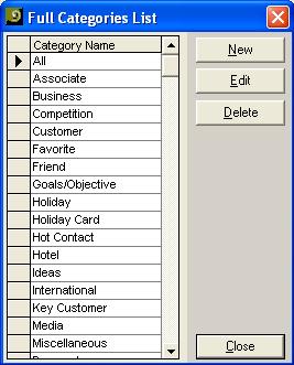 Main Screen Record Display Section 23 The categories list You can manage the categories in the categories list by creating, editing and removing categories from the list.