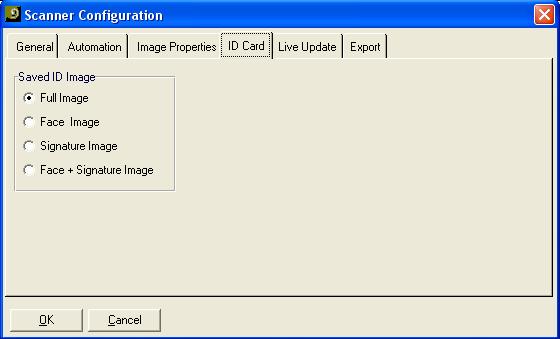 Application Configuration ID Card Tab 41 ID Card Determines how the images are extracted and saved.