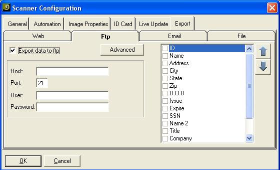 Application Configuration Export Tab - FTP 44 FTP The FTP export function is designed to export the last saved record to a predefined FTP address on the organization FTP server, where it can be
