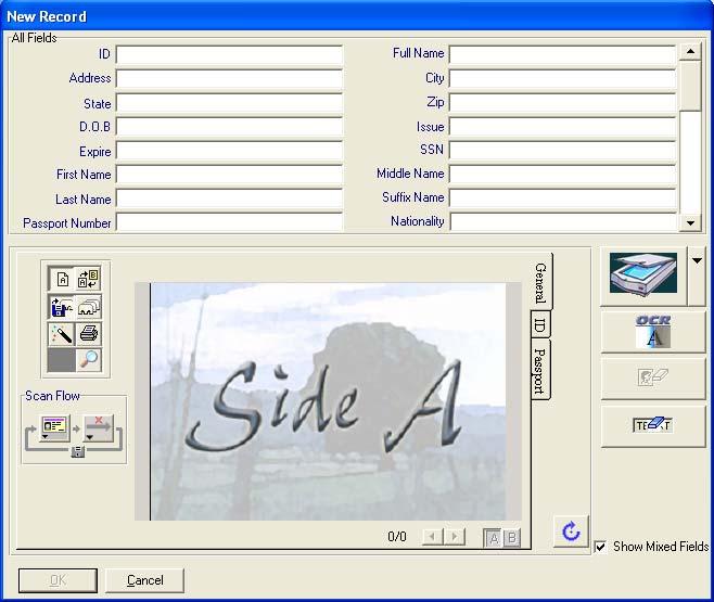 Record Management 50 7. Record Management The Record window is used to scan new cards and acquire image and data records, edit them, and store them in the database.
