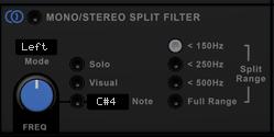 Mono / Stereo Sometimes you may want to change the sound below a set frequency to a mono signal (i.e the left channel is same as right channel).