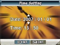 Time Setting Move between Date, Time, Set and Exit by using Left/Right Buttons. Adjust date and time by using Up/Down Buttons, then select Set to validate each change.