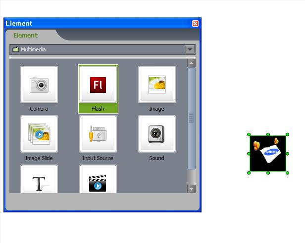 When the PDF is selected in the Stage window, only the PDF icon is displayed and not the contents of the PDF file. Play a content file to view the contents of the file.